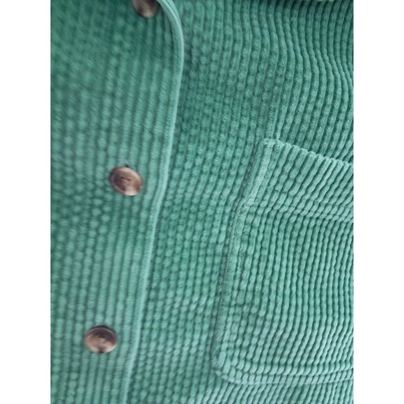 Vintage LL Bean Shacket Wide Whale Shirt Corduroy Green Button Up Women's Large - Picture 6 of 15